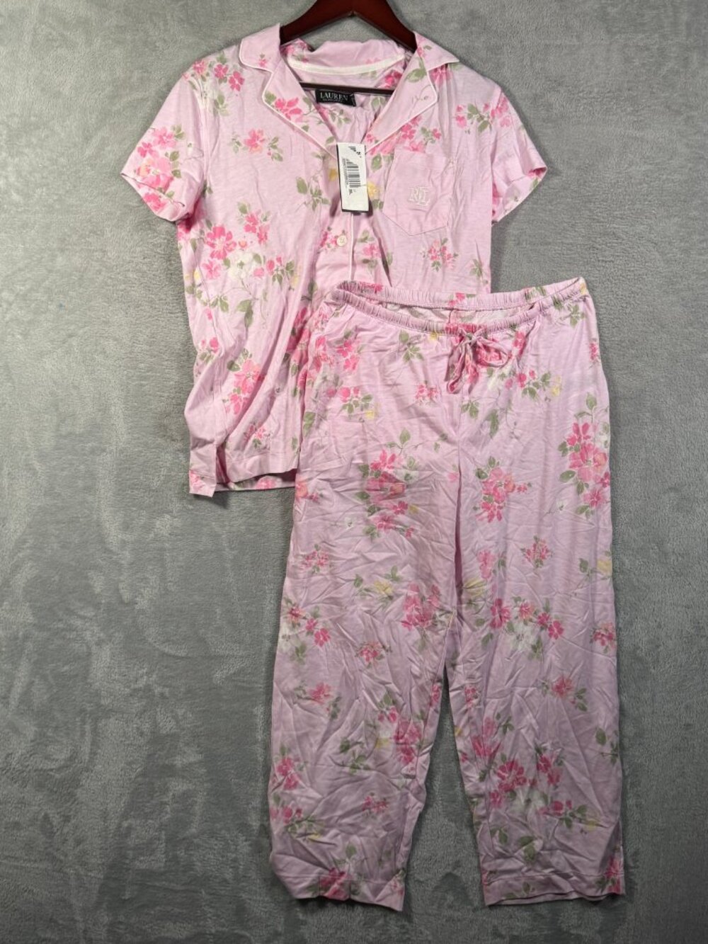 Lauren Ralph Lauren Pajama Set Womens S Pink Floral Short Sleeve Lounge Set $72